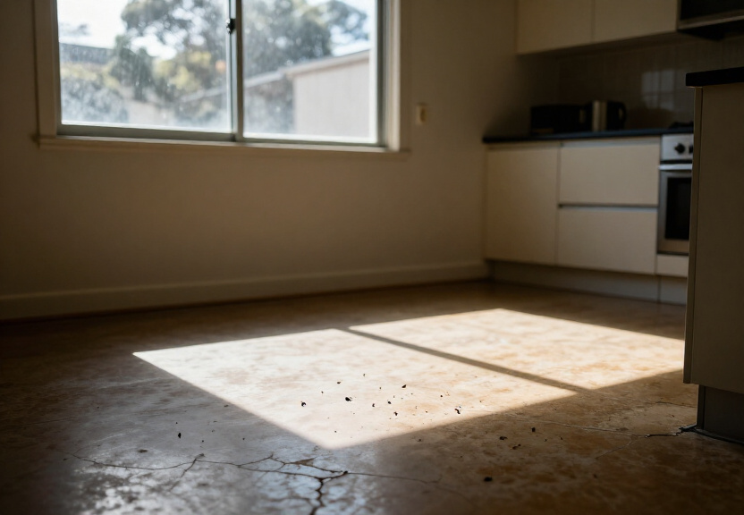 Rodent droppings in a Fairfield warehouse before treatment